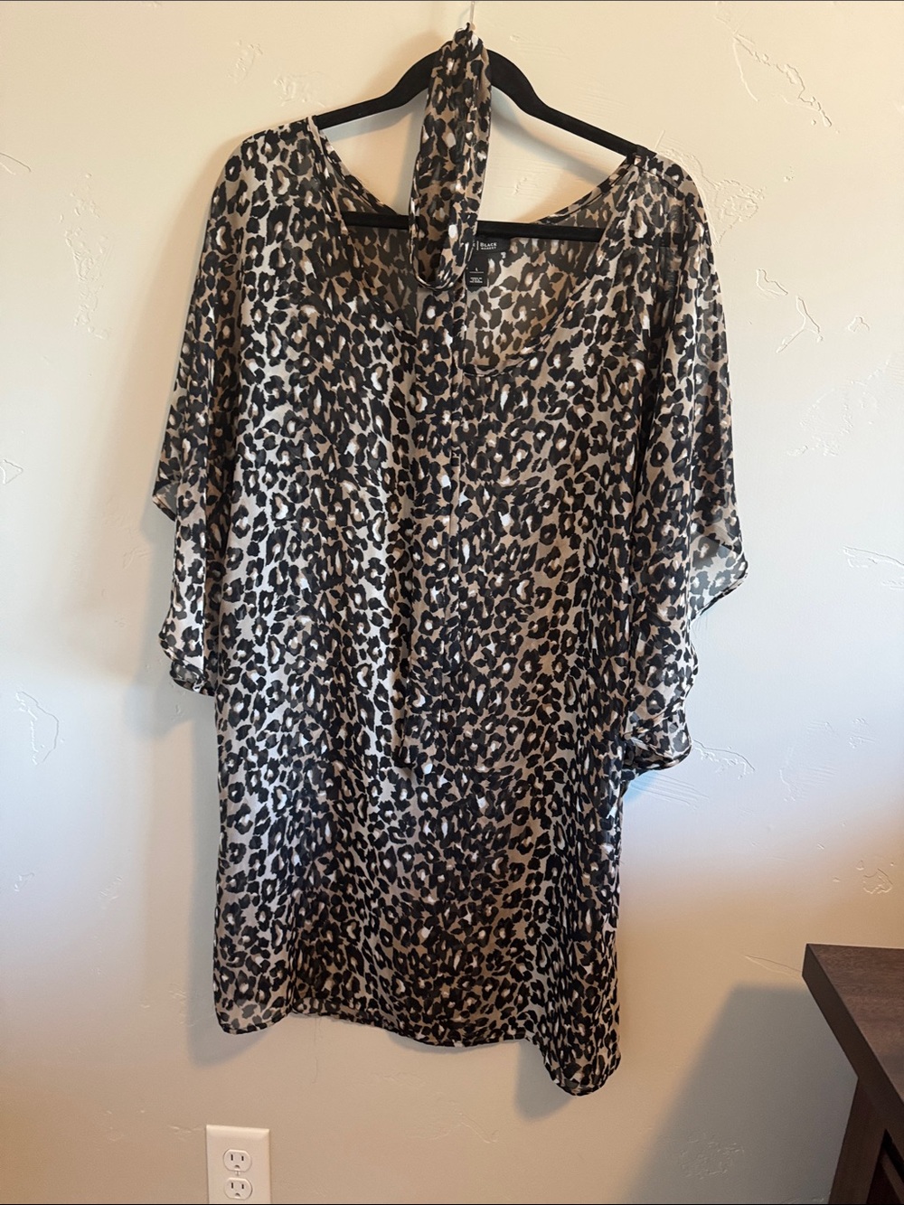 White House, Black market sheer leopard bathing suit cover-up